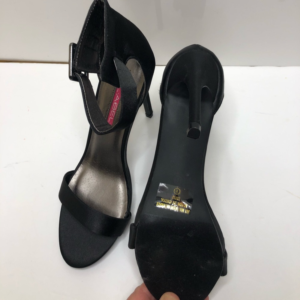 C Label Olive Black Satin Ankle Strap Heels - Picture 4 of 7